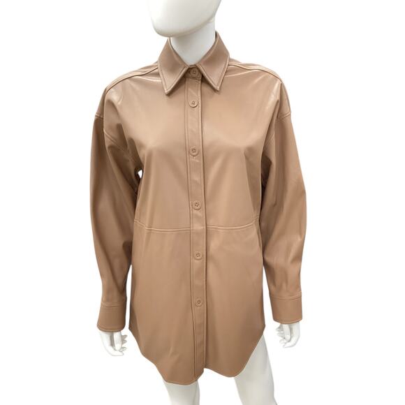 NWT Joseph Ribkoff Top Women’s Size S/P Faux Leather Lightweight Brown - Picture 1 of 5